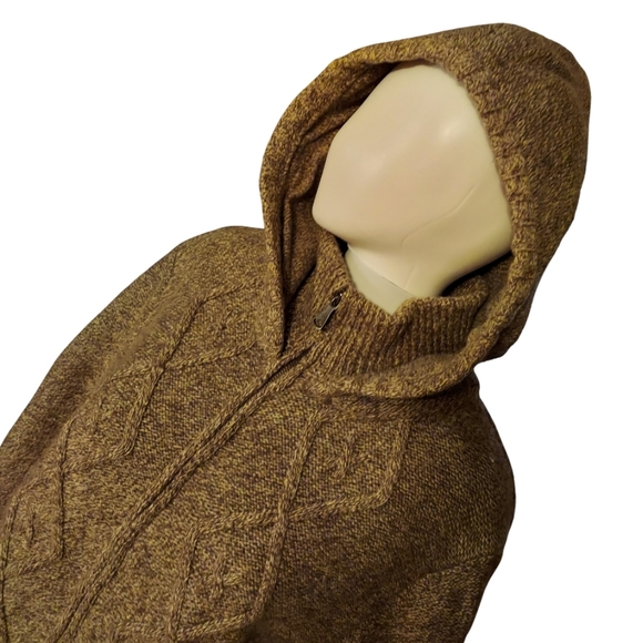 Royal Falcon Wool Blend Cable Knit Faux Fur Lined Hooded SweaterJacket - Picture 3 of 16